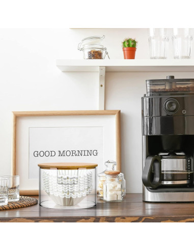 Soporte para Filtros de Café Qunclay Acrílico con Tapa de Bambú