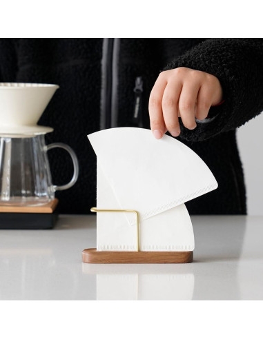 Soporte de Filtro de Café en Cono Watchget - Nogal y Latón