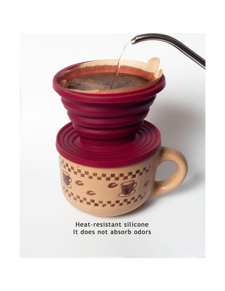 Soporte de Filtro de Café Plegable Genérico Si-11 Silicona Rojo Soporte de Filtro de Café Plegable Genérico Si-11 Silicona Rojo