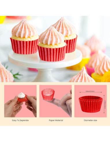 Tazas de Papel para Mini Cupcakes NUOMI 1000 Piezas 2.54 cm Rojo Vino