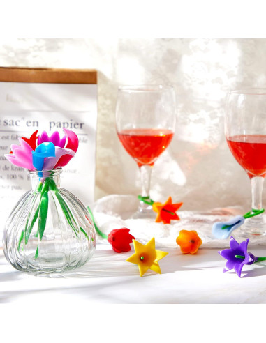 12 Encantos de Vino de Silicona Cunhill para Copas Coloridas