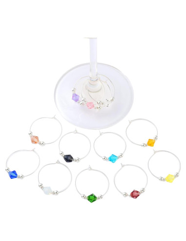 Juego de 12 Marcadores de Copas de Vino Plata 925 con Gemas