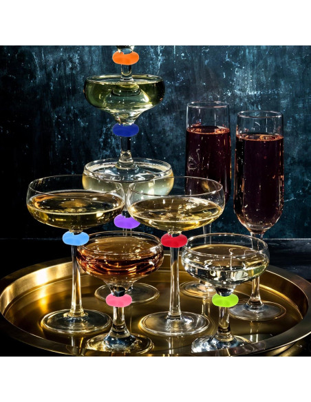 Marcadores de Copas de Vino Oruola 36pcs Silicona Reutilizables Marcadores de Copas de Vino Oruola 36pcs Silicona Reutilizables