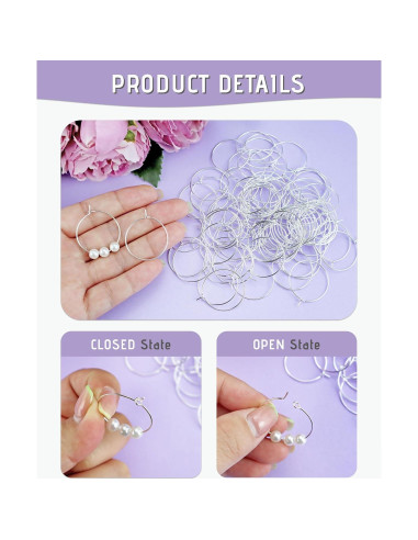 JIALEEY 100 Anillos de Encanto Plateados 25mm para Joyería