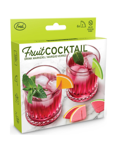 Marcadores de Bebida de Silicona Genuine Fred, Set de 6 Frutas Marcadores de Bebida de Silicona Genuine Fred, Set de 6 Frutas