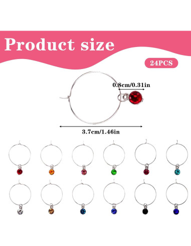 24 Charm para Copas de Vino Thinp - Marcadores de Verano