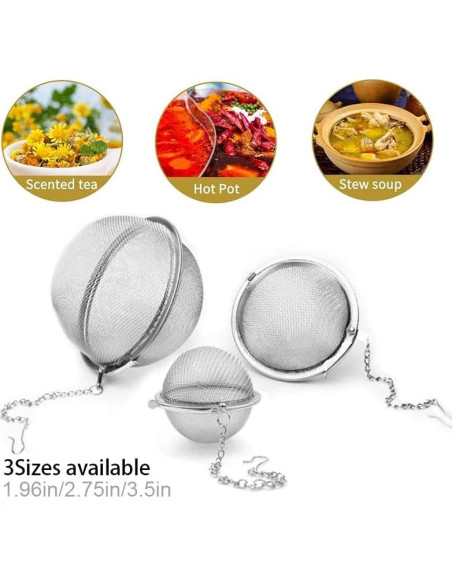Infusor de Té de Malla Acero Inoxidable Jedrey Set 3 Piezas Infusor de Té de Malla Acero Inoxidable Jedrey Set 3 Piezas