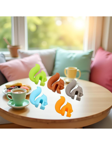 Soportes para Bolsa de Té Silicona BWESOO 5 Pcs Ardilla Multicolor Soportes para Bolsa de Té Silicona BWESOO 5 Pcs Ardilla Multicolor