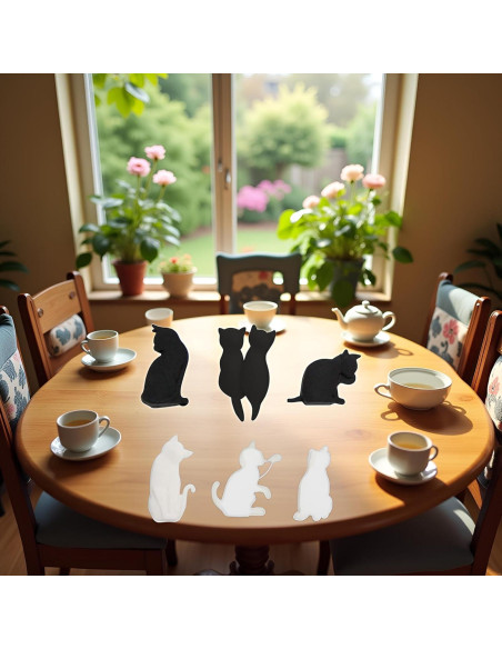 Juego de 6 Clips de Té de Silicona Juroicessry Gato Blanco y Negro Juego de 6 Clips de Té de Silicona Juroicessry Gato Blanco y Negro