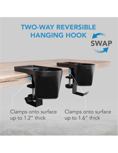 Soporte para Tazas EHO con Pinza y Gancho Reversible 3 en 1