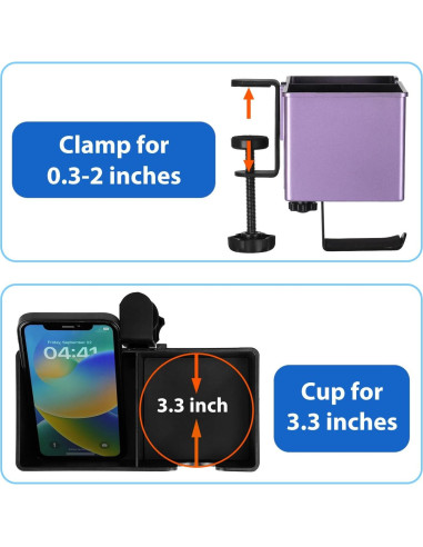 Organizador de Escritorio Clip-on Rosyline 3-en-1 Púrpura