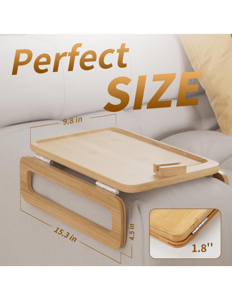Bandeja de Sofá Plegable Oiehur de Bambú Natural 37.85x23.88cm Bandeja de Sofá Plegable Oiehur de Bambú Natural 37.85x23.88cm