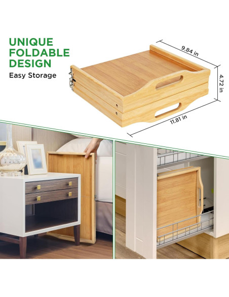 Bandeja de Cama Plegable Ollieroo de Bambú 50x30 cm Bandeja de Cama Plegable Ollieroo de Bambú 50x30 cm