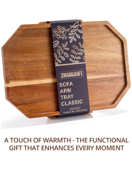 Bandeja de brazo para sofá ZmarKraft de madera de acacia Bandeja de brazo para sofá ZmarKraft de madera de acacia