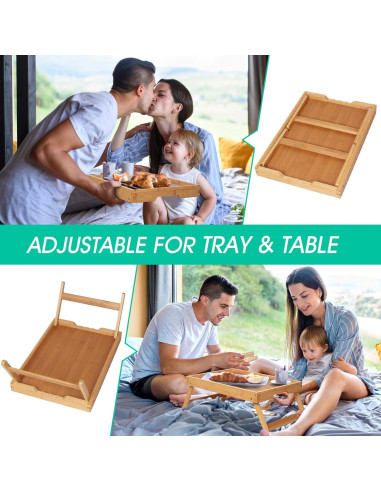 Mesa Bandeja de Cama Plegable Artmeer de Bambú 52.1x23.6cm