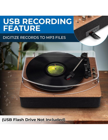 Tocadiscos Retro SoundBeast TT24 Madera 3 Velocidades Bluetooth