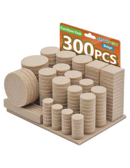 Almohadillas de Fieltro BAIPOK 300pcs Antirayaduras Beige Almohadillas de Fieltro BAIPOK 300pcs Antirayaduras Beige