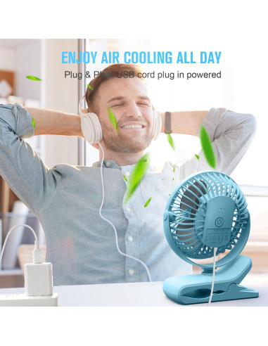 Ventilador de Clip BESKAR ZLS-E300 USB 3 Velocidades