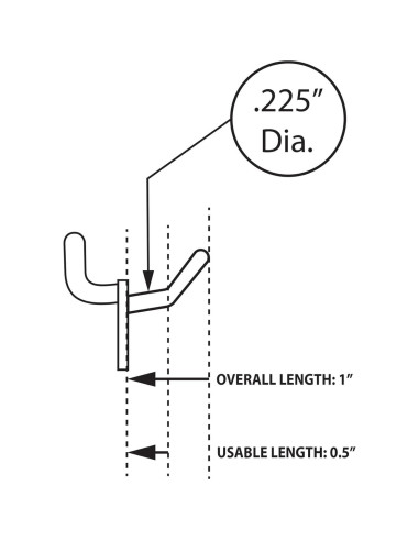 Gancho de Plástico Negro Azar Displays 1" Paquete de 50