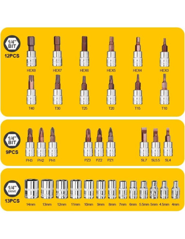 Juego de Llaves 46PCS Okumoe Carraca 72 Dientes y Puntas