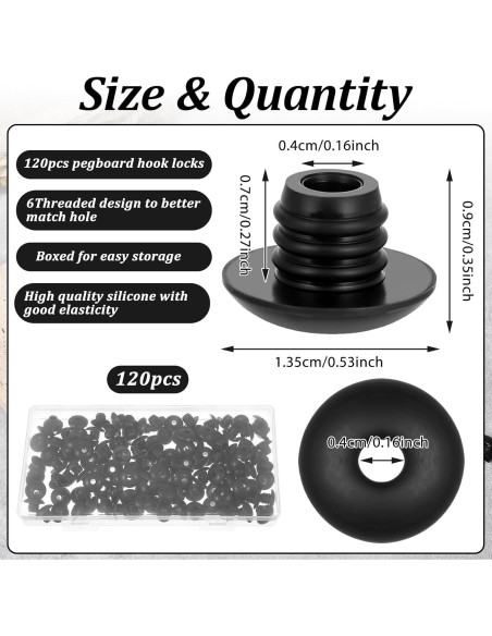 120 Ganchos de Bloqueo para Tablero FdcLixuvol Negro 6.35mm 120 Ganchos de Bloqueo para Tablero FdcLixuvol Negro 6.35mm