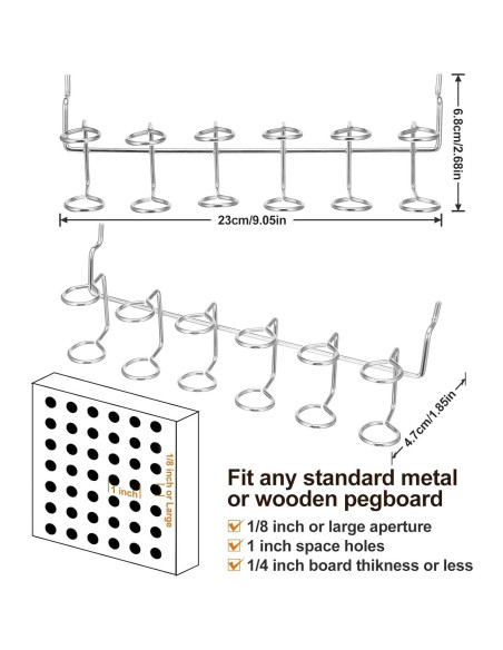 10 Ganchos de Metal para Tablero Perforado HekouJiub Plateado 10 Ganchos de Metal para Tablero Perforado HekouJiub Plateado
