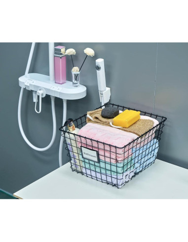 Cesta de Almacenamiento JUNCHU CHERRY 4 Piezas Negra 30x34.5cm