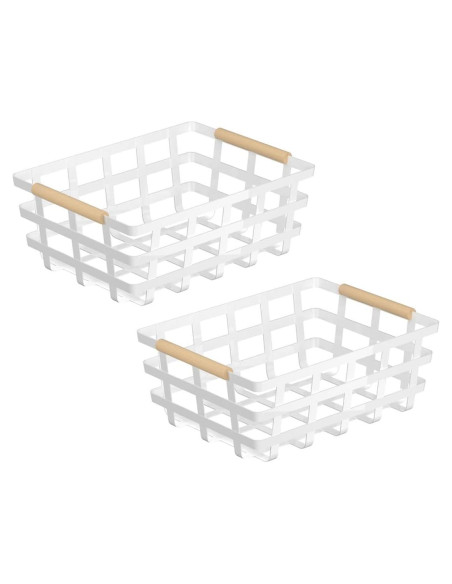 Cestas de Almacenamiento SlimmKISS 2P Alambre Blanco 40x30x15cm Cestas de Almacenamiento SlimmKISS 2P Alambre Blanco 40x30x15cm