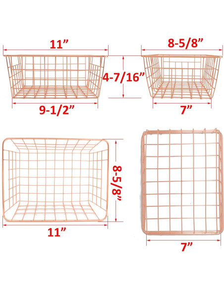 Cesta de Almacenamiento Metálica LUANT Oro Rosa 3PCS Cesta de Almacenamiento Metálica LUANT Oro Rosa 3PCS
