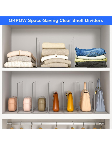 Divisores de Estante OKPOW Acrílico Transparente 8 Paquetes Divisores de Estante OKPOW Acrílico Transparente 8 Paquetes