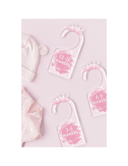 Divisores de armario para bebés OneDream - Set de 7 divisores acrílicos rosa Divisores de armario para bebés OneDream - Set de 7 divisores acrílicos rosa