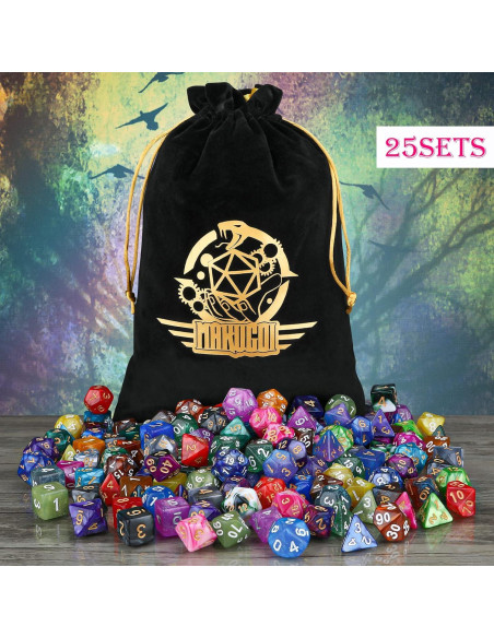 Juego de Dados Poliedricos Makugoi 25 Piezas DND RPG Juego de Dados Poliedricos Makugoi 25 Piezas DND RPG