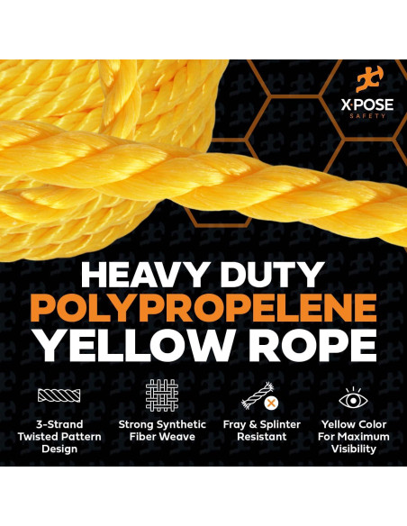Cuerda de Polipropileno Amarilla 1/4" x 15.24m Xpose Safety Cuerda de Polipropileno Amarilla 1/4" x 15.24m Xpose Safety