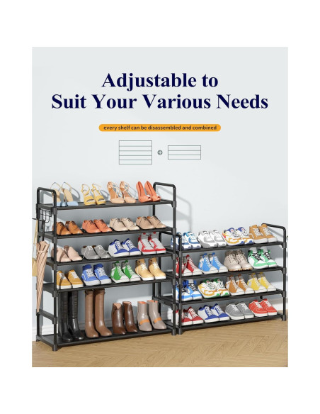 Zapatero Kitsure 10 Niveles Negro 81.5x30x174 cm Organizador Zapatero Kitsure 10 Niveles Negro 81.5x30x174 cm Organizador