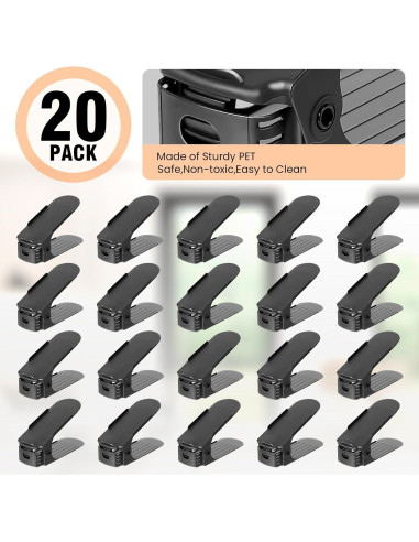 Organizador de Zapatos TOPNEW Doble Capa 20 Paquetes Negro