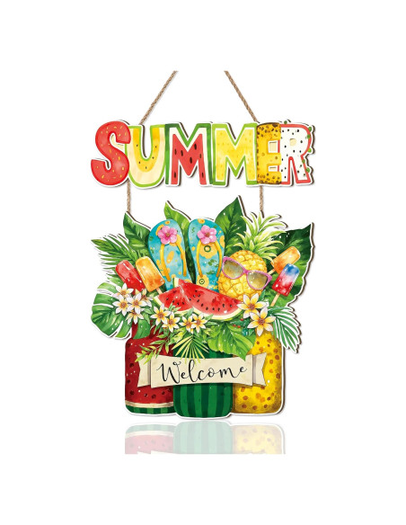Cartel de Bienvenida Verano Celestdeco Frutas Tropicales 29x29cm Cartel de Bienvenida Verano Celestdeco Frutas Tropicales 29x29cm