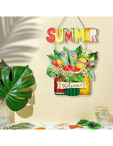 Cartel de Bienvenida Verano Celestdeco Frutas Tropicales 29x29cm Cartel de Bienvenida Verano Celestdeco Frutas Tropicales 29x29cm