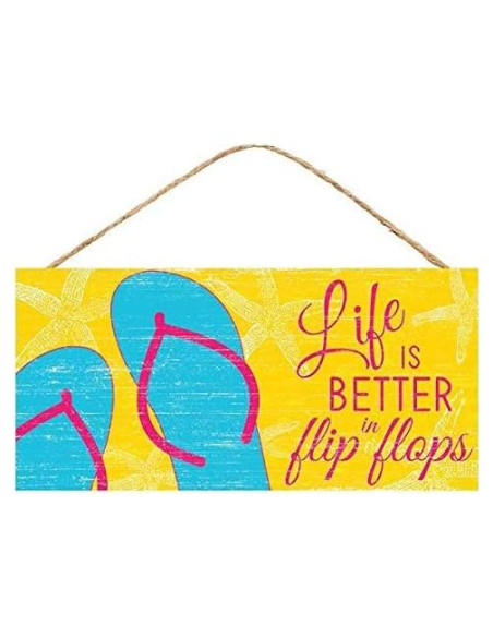 Cartel de Madera Craig Bachman La Vida es Mejor en Chanclas 31.75x15.24 cm Cartel de Madera Craig Bachman La Vida es Mejor en Chanclas 31.75x15.24 cm