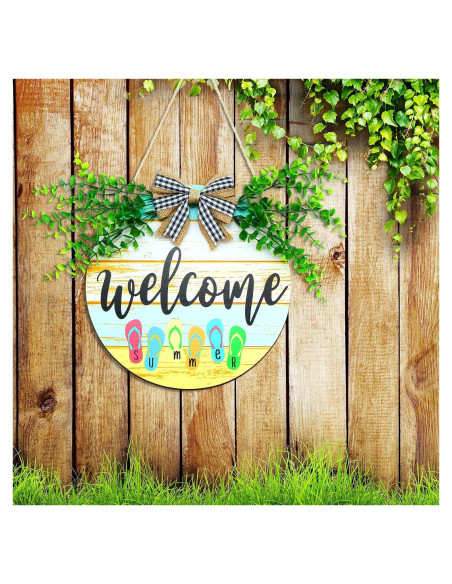Cartel de Bienvenida Redondo Jetec 28 cm Madera Verano Cartel de Bienvenida Redondo Jetec 28 cm Madera Verano