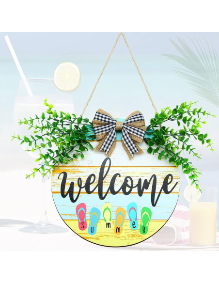 Cartel de Bienvenida Redondo Jetec 28 cm Madera Verano Cartel de Bienvenida Redondo Jetec 28 cm Madera Verano