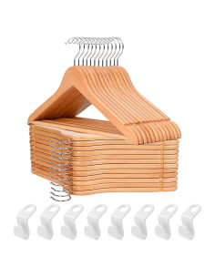 Paquete de 20 Perchas de Madera BGRQRIQ - Alta Resistencia