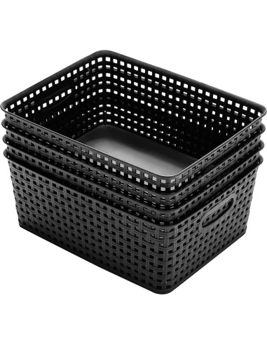 Cestas de Almacenamiento Plástico Esliter 29x22x11 cm - Paquete de 4