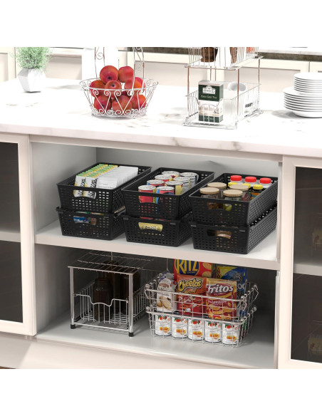 Organizador de Cestas Apilables Simple Houseware 6 Pzas Negro Organizador de Cestas Apilables Simple Houseware 6 Pzas Negro