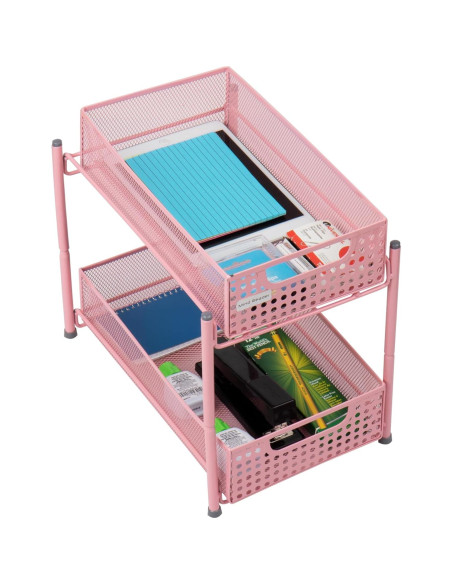 Organizador de Oficina Rosa Mind Reader, Malla de Metal, 20.3x31.8x28.6 cm Organizador de Oficina Rosa Mind Reader, Malla de Metal, 20.3x31.8x28.6 cm