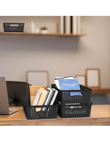 Organizador de Cestas Apilables Simple Houseware 6 Pzas Negro