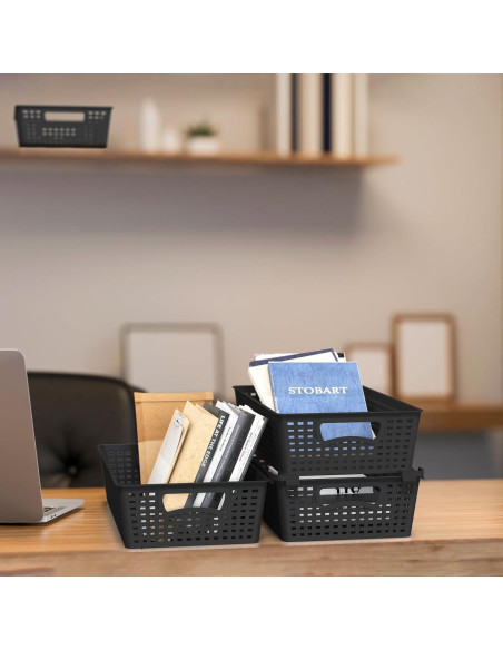 Organizador de Cestas Apilables Simple Houseware 6 Pzas Negro Organizador de Cestas Apilables Simple Houseware 6 Pzas Negro