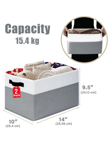 Conjunto de Cestas de Almacenamiento Lakatana - 2 Cestas 36x25x24cm y 6 Divisores