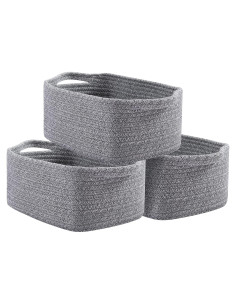 Cestas de Almacenamiento OIAHOMY 3 Piezas Algodón Gris 32.5x22.6x14cm