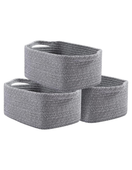 Cestas de Almacenamiento OIAHOMY 3 Piezas Algodón Gris 32.5x22.6x14cm Cestas de Almacenamiento OIAHOMY 3 Piezas Algodón Gris 32.5x22.6x14cm