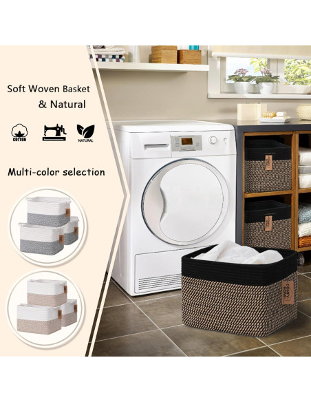 Cesta de Almacenamiento de Cuerda de Algodón COMFY-HOMI 3 Piezas Cesta de Almacenamiento de Cuerda de Algodón COMFY-HOMI 3 Piezas